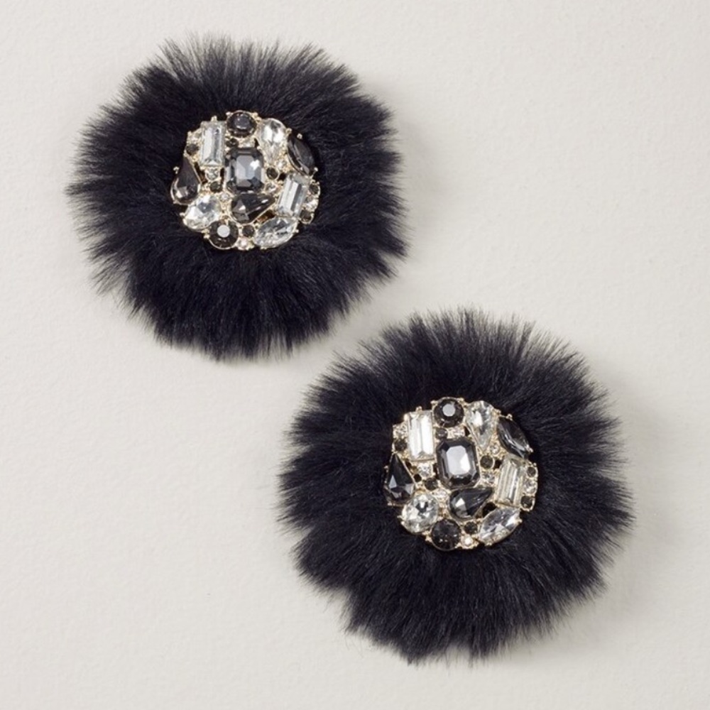 NWT Fur and Crystal Shoe Clips